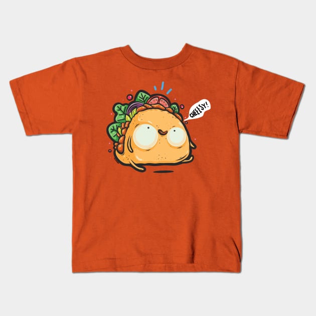 Kawaii Taco Cheesy Silly Butt Kids T-Shirt by Twocatsandpossum